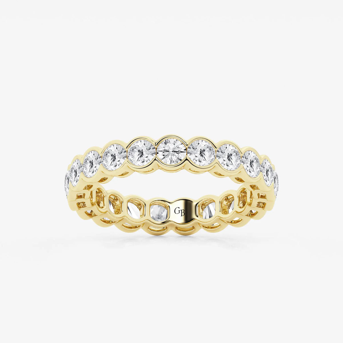 GWA054 - 2 ctw Round Lab Grown Diamond Half Bezel Eternity Band - 3.6mm Width