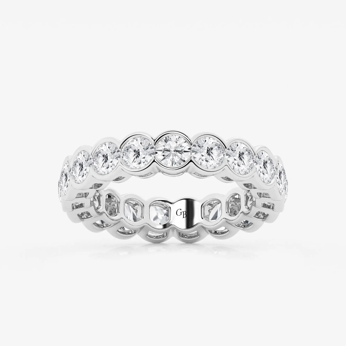 GWA054 - 3 ctw Round Lab Grown Diamond Half Bezel Eternity Band - 4.4mm Width