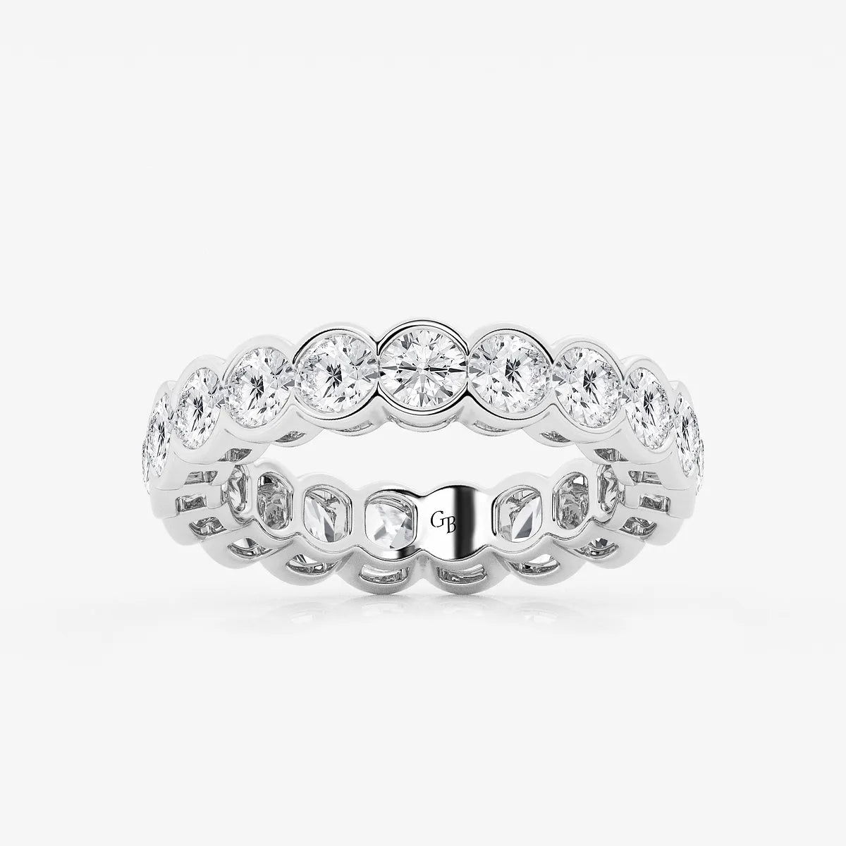 GWA054 - product video for 3 ctw Round Lab Grown Diamond Half Bezel Eternity Band - 4.4mm Width