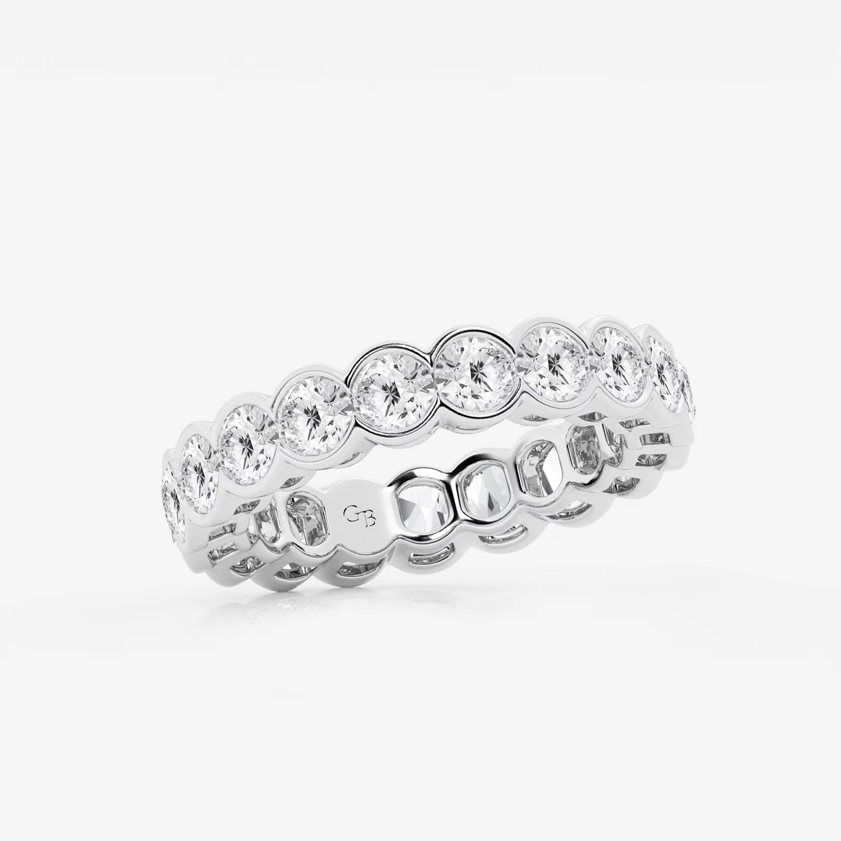 GWA054 - Additional Image 1 for  3 ctw Round Lab Grown Diamond Half Bezel Eternity Band - 4.4mm Width