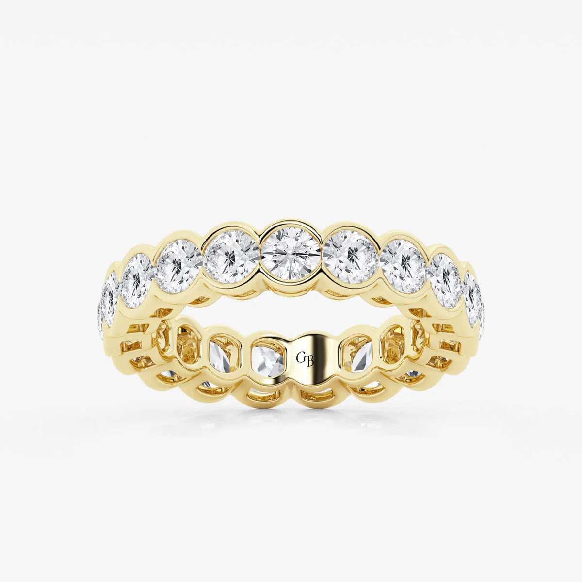 GWA054 - 3 ctw Round Lab Grown Diamond Half Bezel Eternity Band - 4.4mm Width