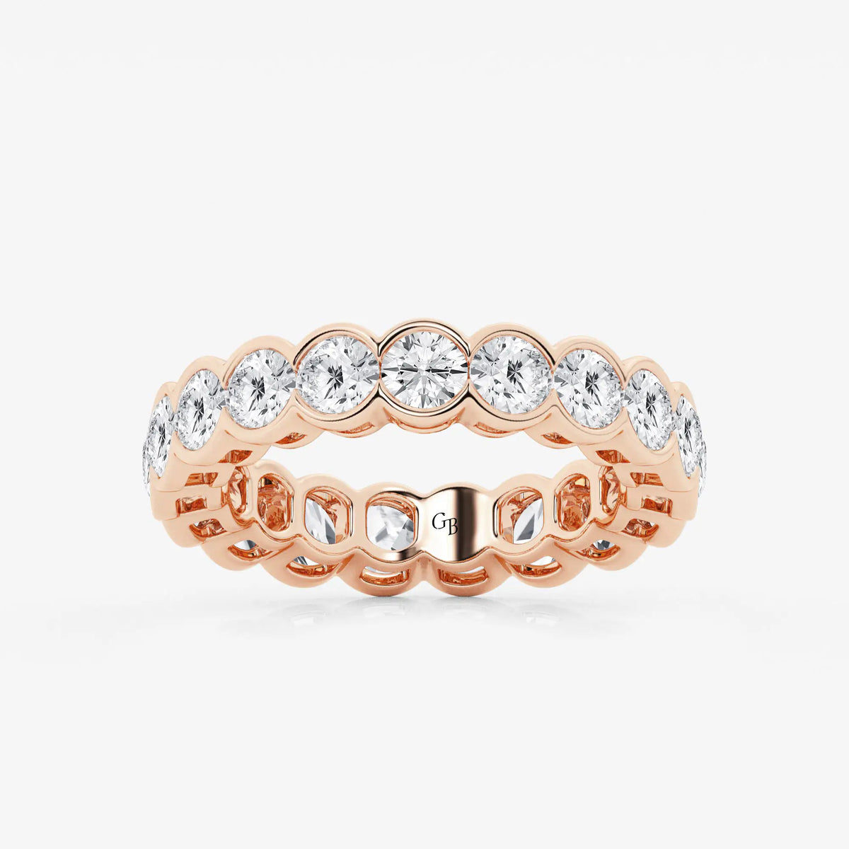GWA054 - 3 ctw Round Lab Grown Diamond Half Bezel Eternity Band - 4.4mm Width