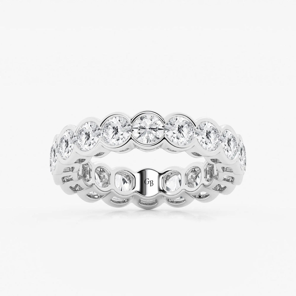 GWA054 - 4 ctw Round Lab Grown Diamond Half Bezel Eternity Band - 4.7mm Width