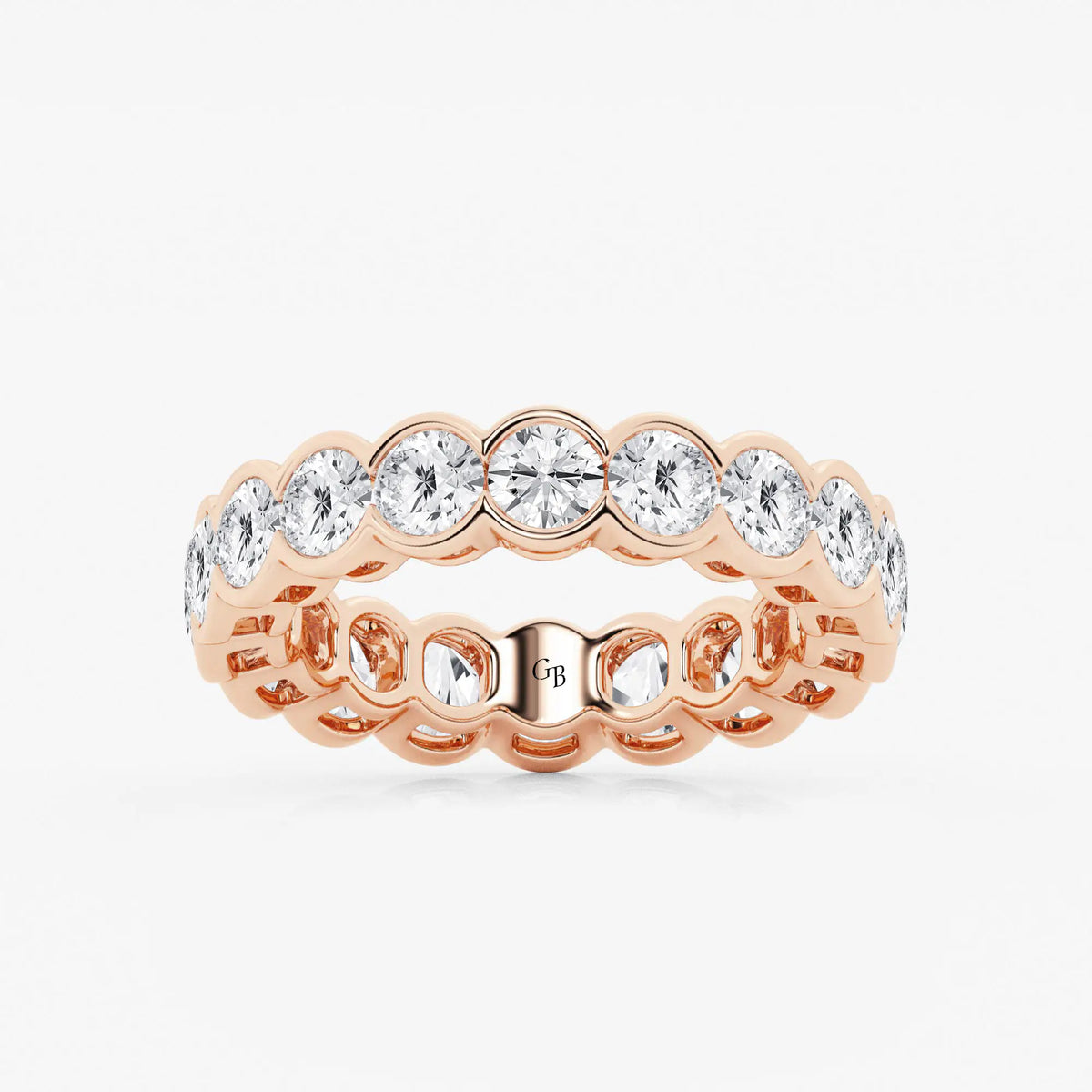 GWA054 - 4 ctw Round Lab Grown Diamond Half Bezel Eternity Band - 4.7mm Width
