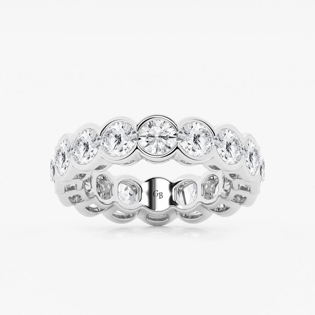 GWA054 - 5 ctw Round Lab Grown Diamond Half Bezel Eternity Band - 5.4mm Width