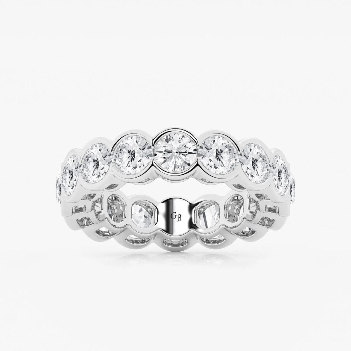 GWA054 - 5 ctw Round Lab Grown Diamond Half Bezel Eternity Band - 5.4mm Width