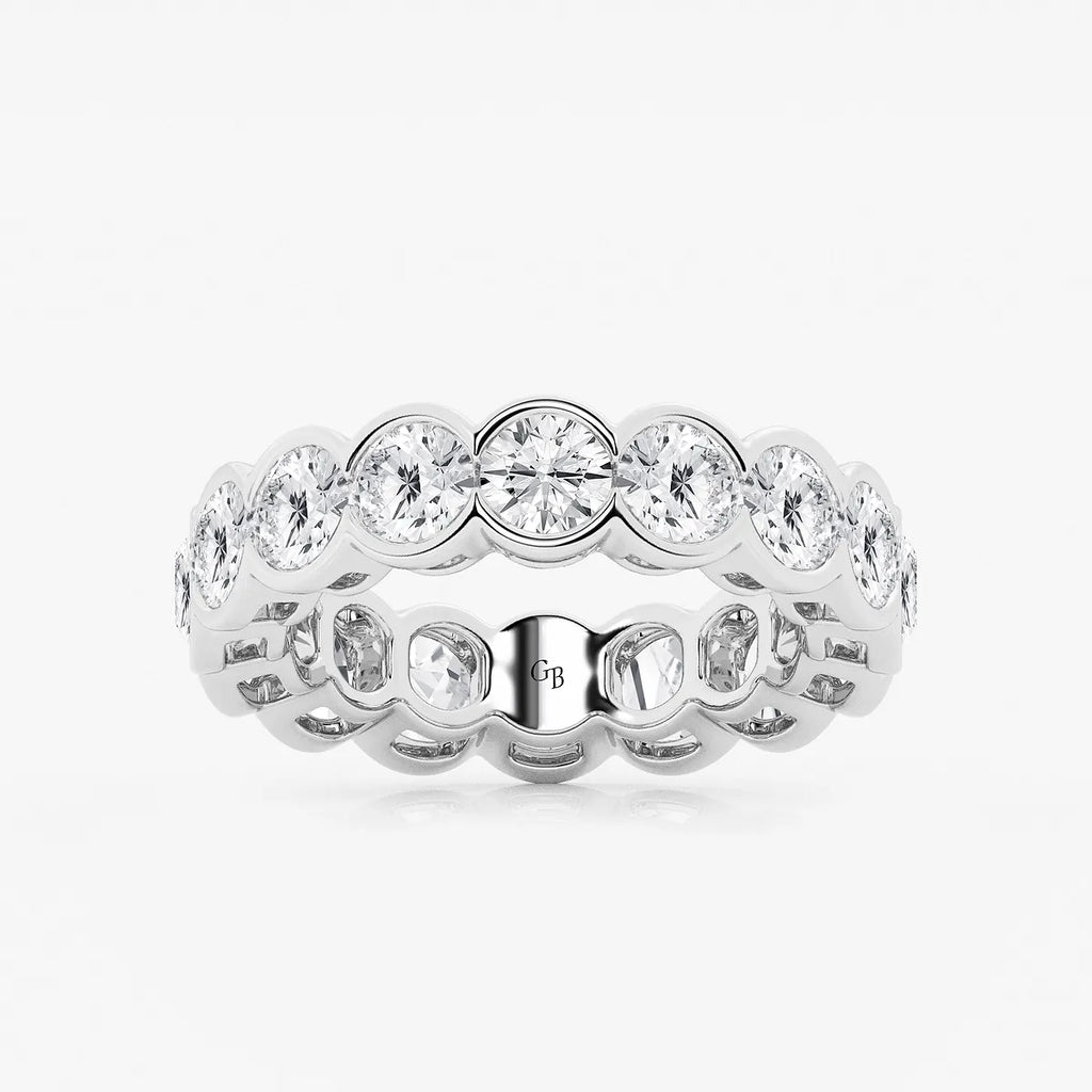 GWA054 - product video for 5 ctw Round Lab Grown Diamond Half Bezel Eternity Band - 5.4mm Width