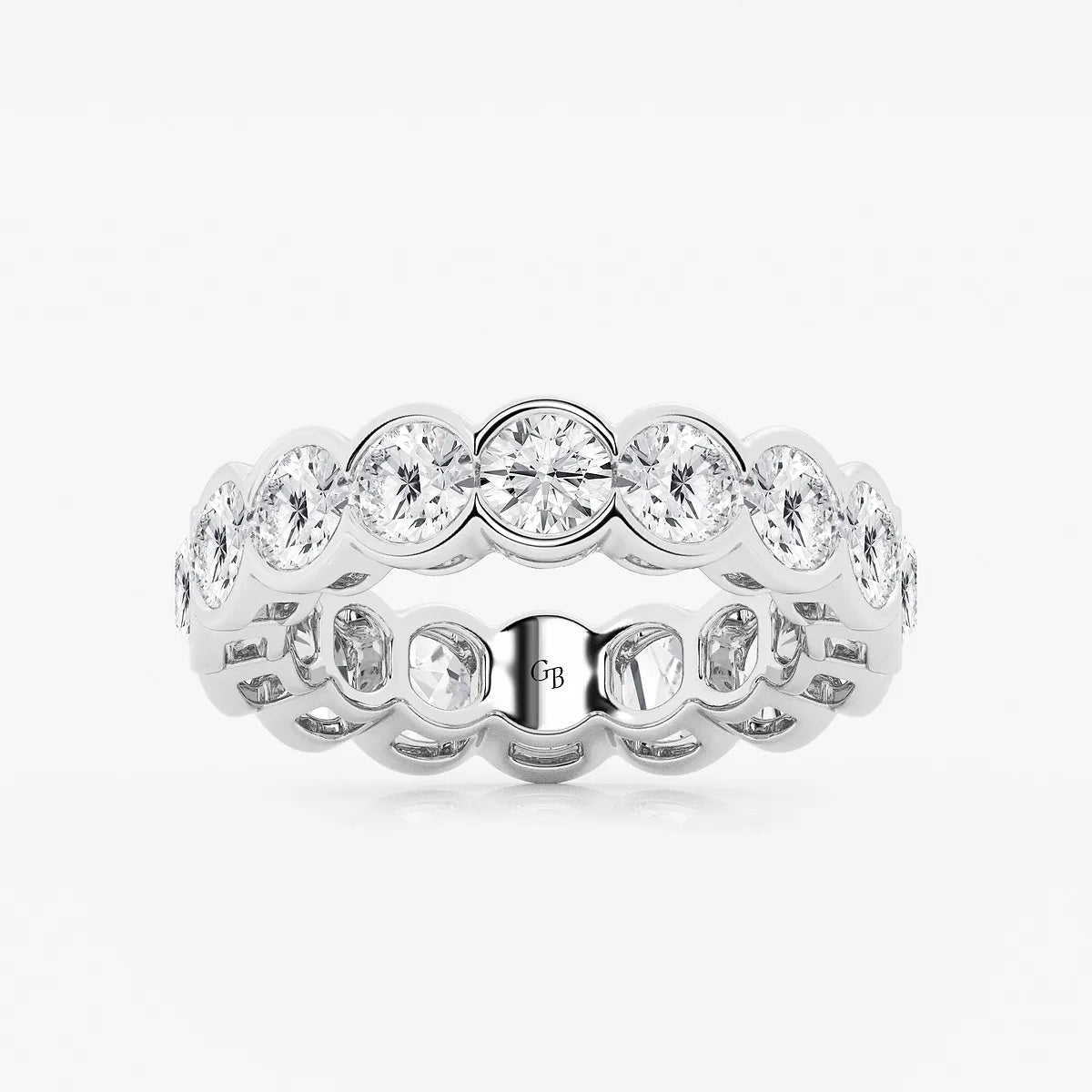 GWA054 - product video for 5 ctw Round Lab Grown Diamond Half Bezel Eternity Band - 5.4mm Width