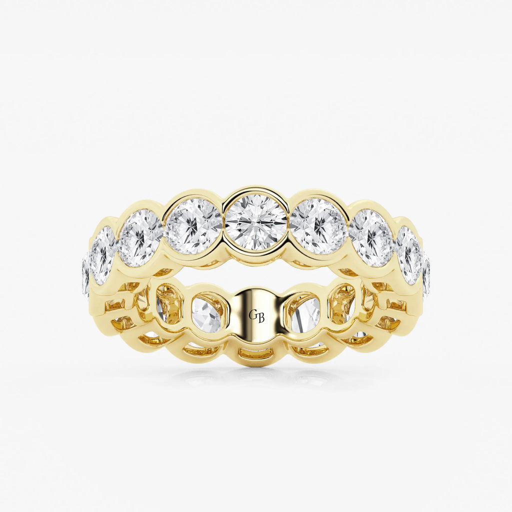 GWA054 - 5 ctw Round Lab Grown Diamond Half Bezel Eternity Band - 5.4mm Width