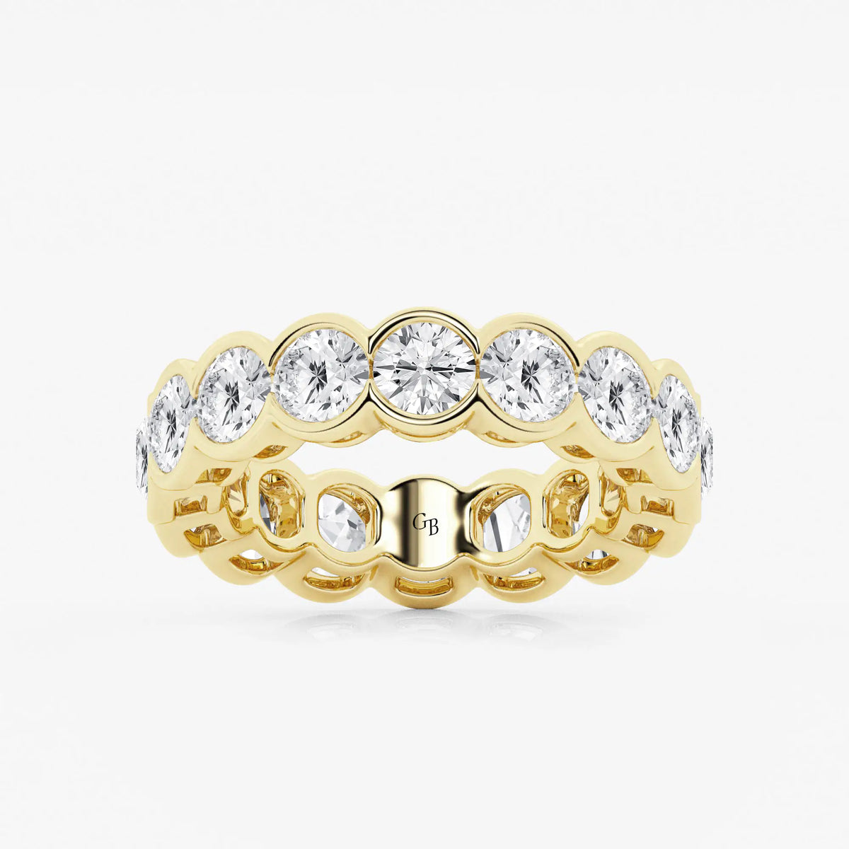 GWA054 - 5 ctw Round Lab Grown Diamond Half Bezel Eternity Band - 5.4mm Width