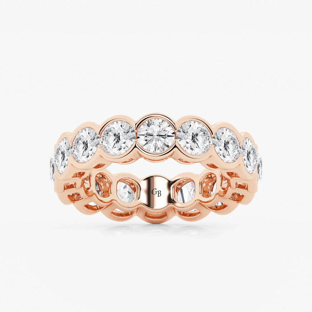 GWA054 - 5 ctw Round Lab Grown Diamond Half Bezel Eternity Band - 5.4mm Width