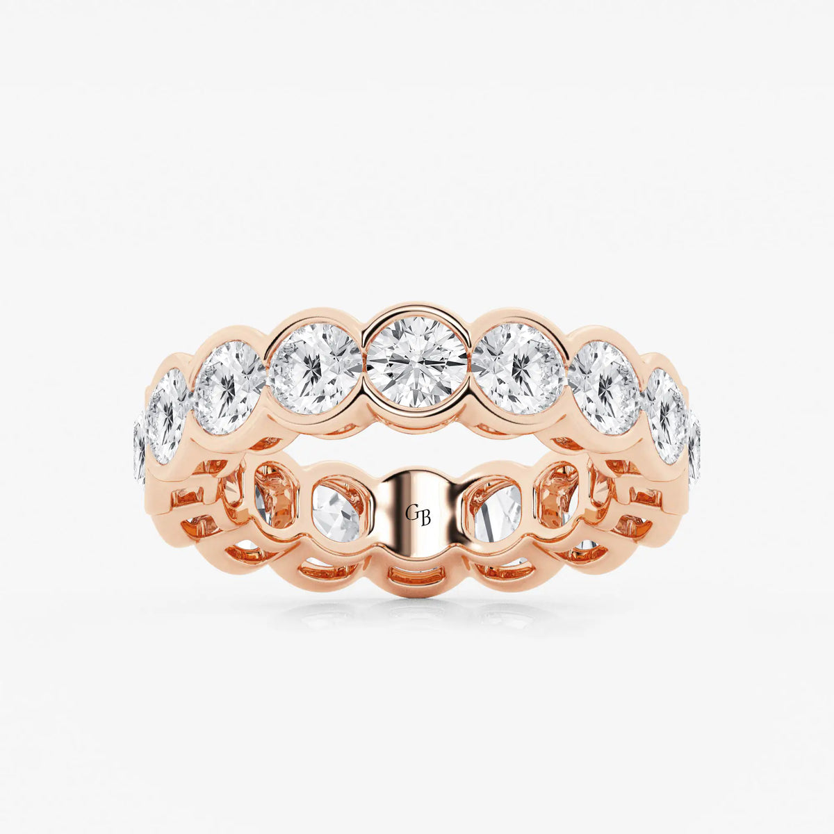 GWA054 - 5 ctw Round Lab Grown Diamond Half Bezel Eternity Band - 5.4mm Width