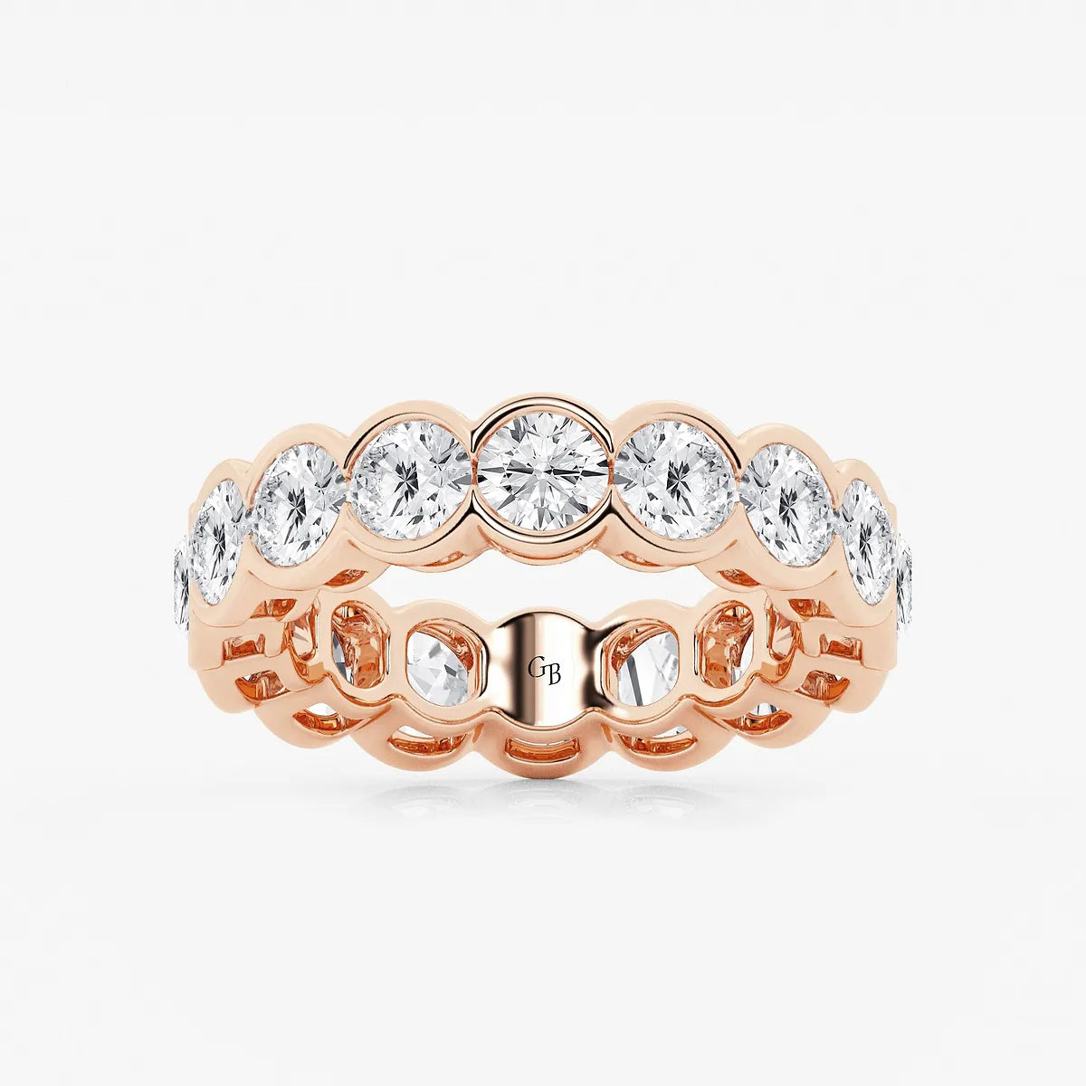 GWA054 - product video for 5 ctw Round Lab Grown Diamond Half Bezel Eternity Band - 5.4mm Width