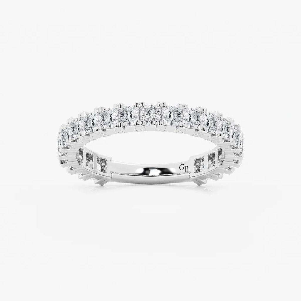 GWA056 - product video for 1 1/2 ctw Princess Lab Grown Diamond Three Quarter Eternity Wedding Band