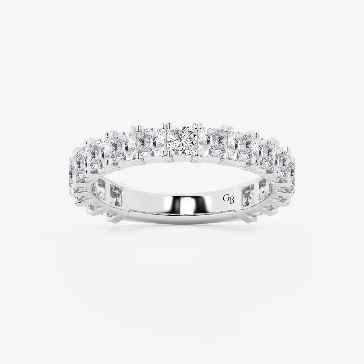 GWA056 - 2 ctw Princess Lab Grown Diamond Three Quarter Eternity Wedding Band