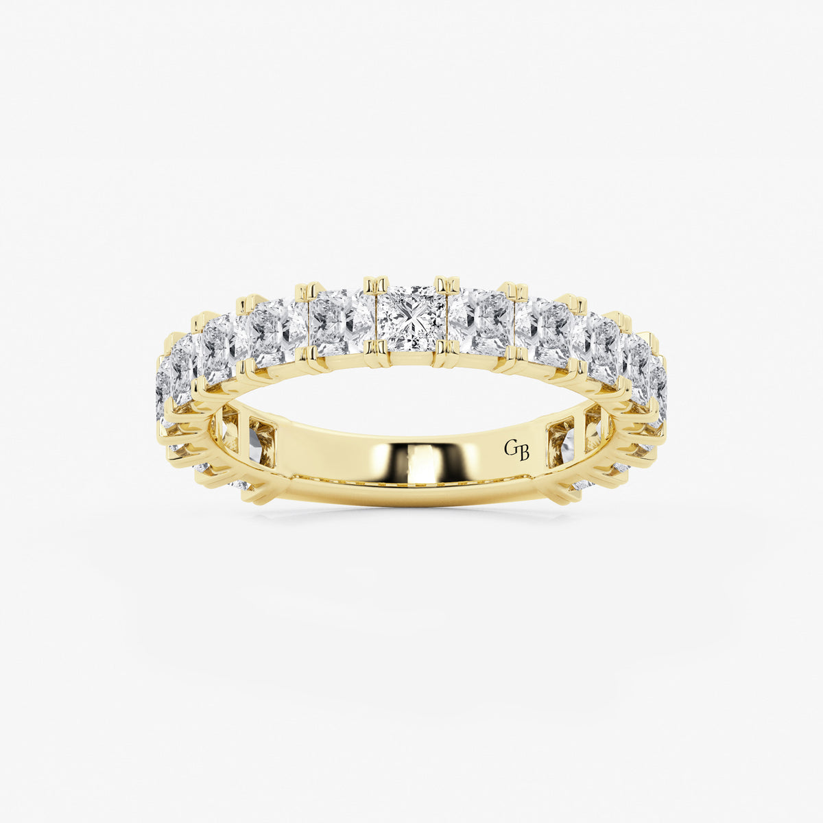 GWA056 - 2 ctw Princess Lab Grown Diamond Three Quarter Eternity Wedding Band