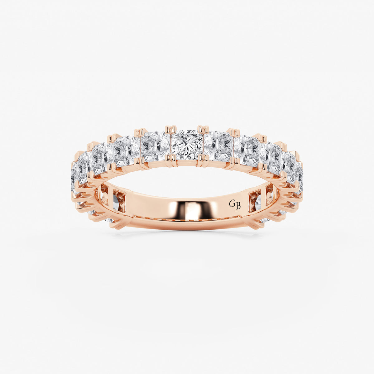 GWA056 - 2 ctw Princess Lab Grown Diamond Three Quarter Eternity Wedding Band