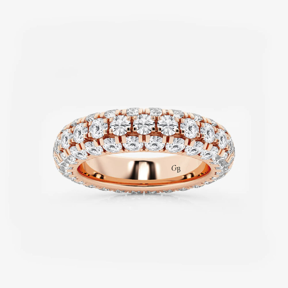 GWA057 - 3 ctw Domed Round Lab Grown Diamond Eternity Band - 4.8mm Width