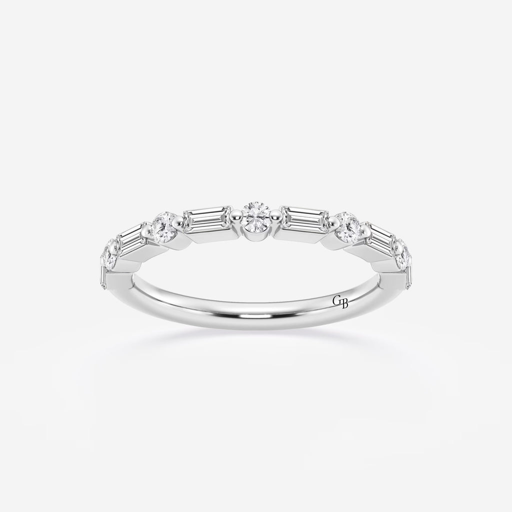 GWA058 - 1/2 ctw Round and Baguette Lab Grown Diamond Eleven Stone Wedding Band