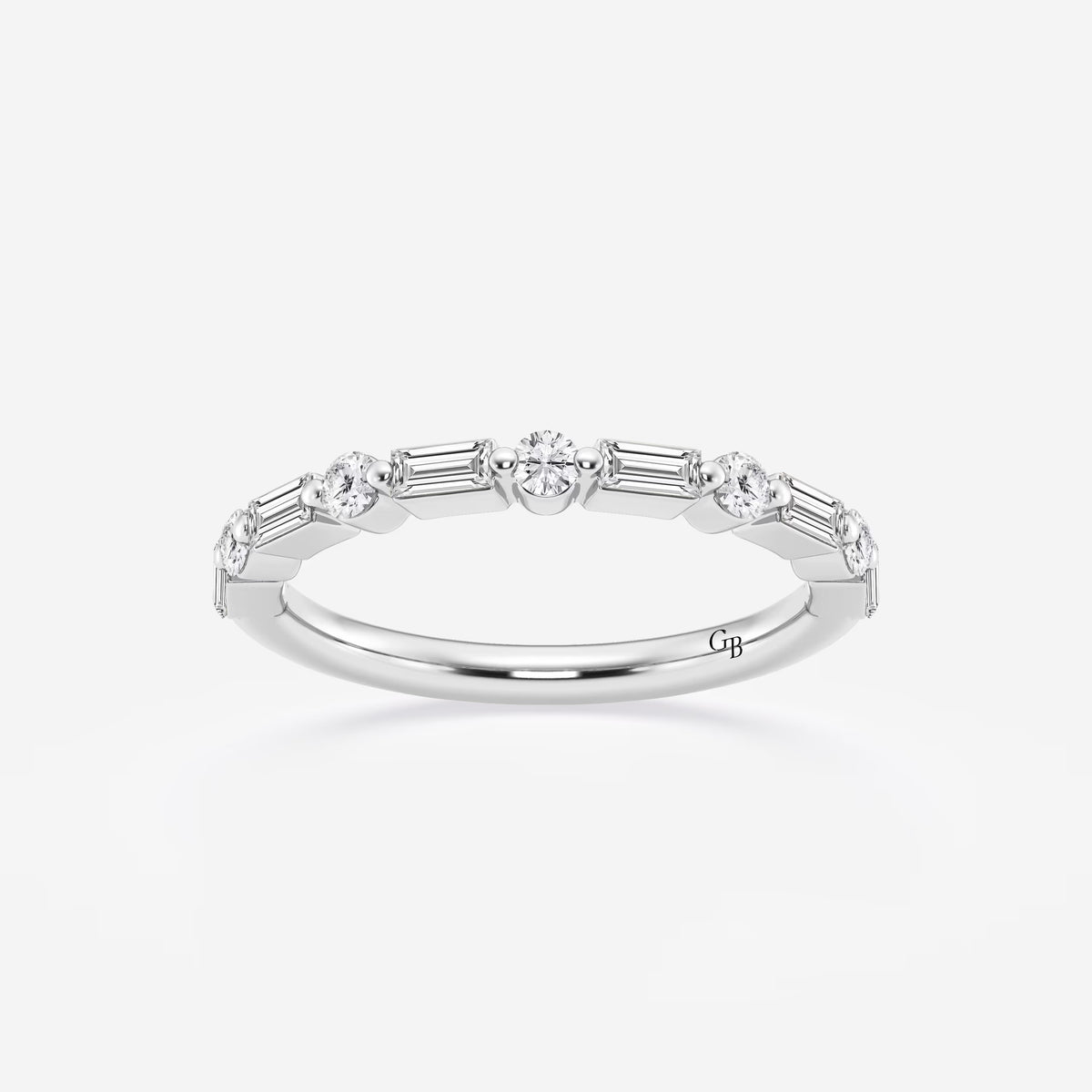 GWA058 - 1/2 ctw Round and Baguette Lab Grown Diamond Eleven Stone Wedding Band
