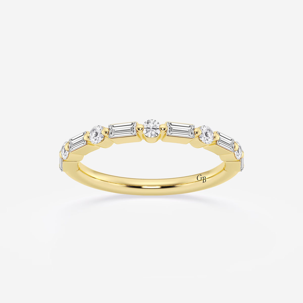 GWA058 - 1/2 ctw Round and Baguette Lab Grown Diamond Eleven Stone Wedding Band