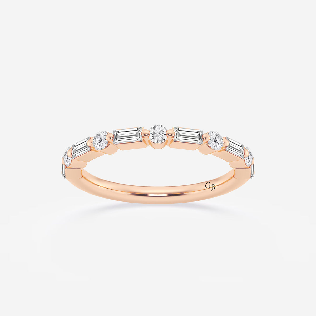 GWA058 - 1/2 ctw Round and Baguette Lab Grown Diamond Eleven Stone Wedding Band