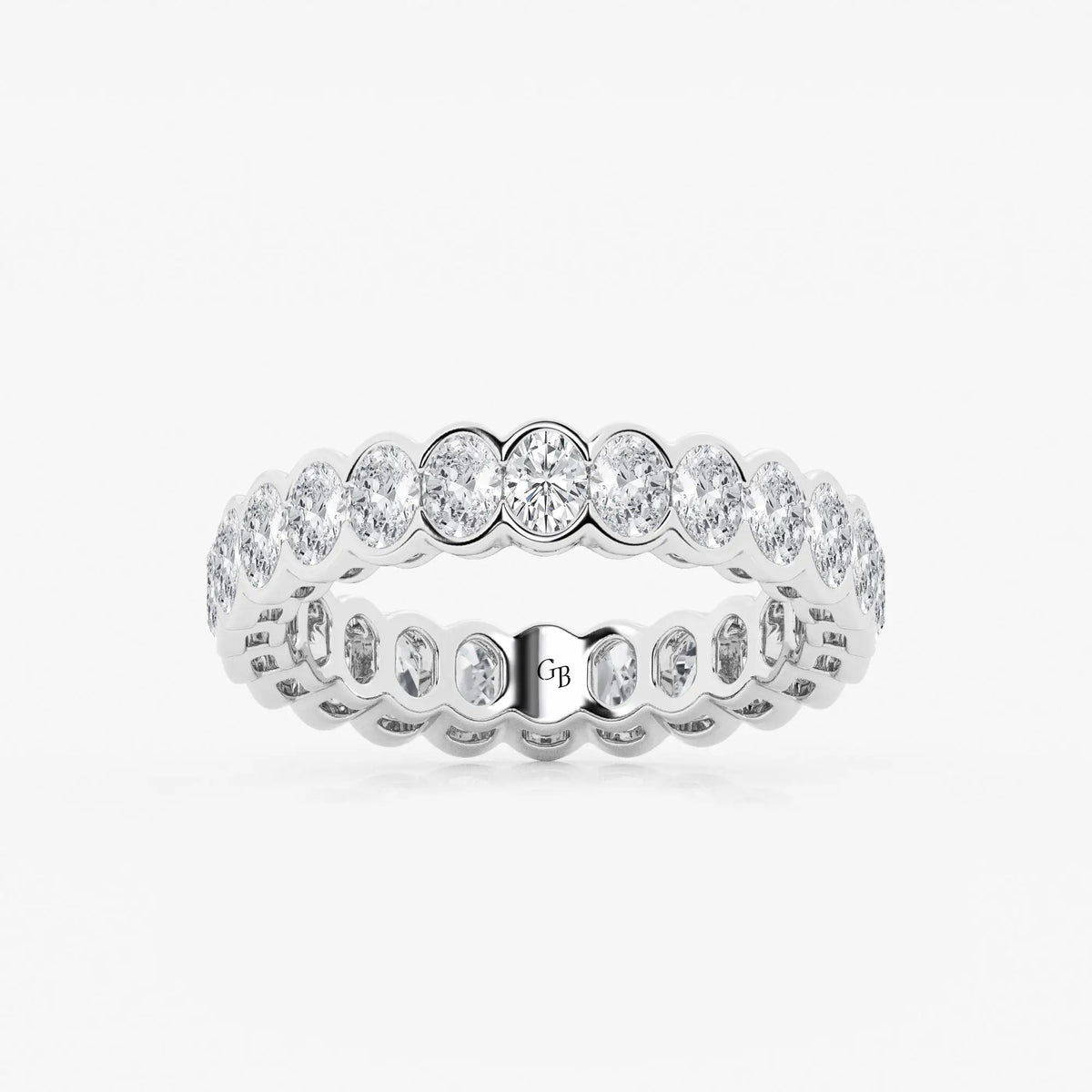 GWA061 - 2 ctw Oval Lab Grown Diamond Half Bezel Eternity Band - 4.3mm Width