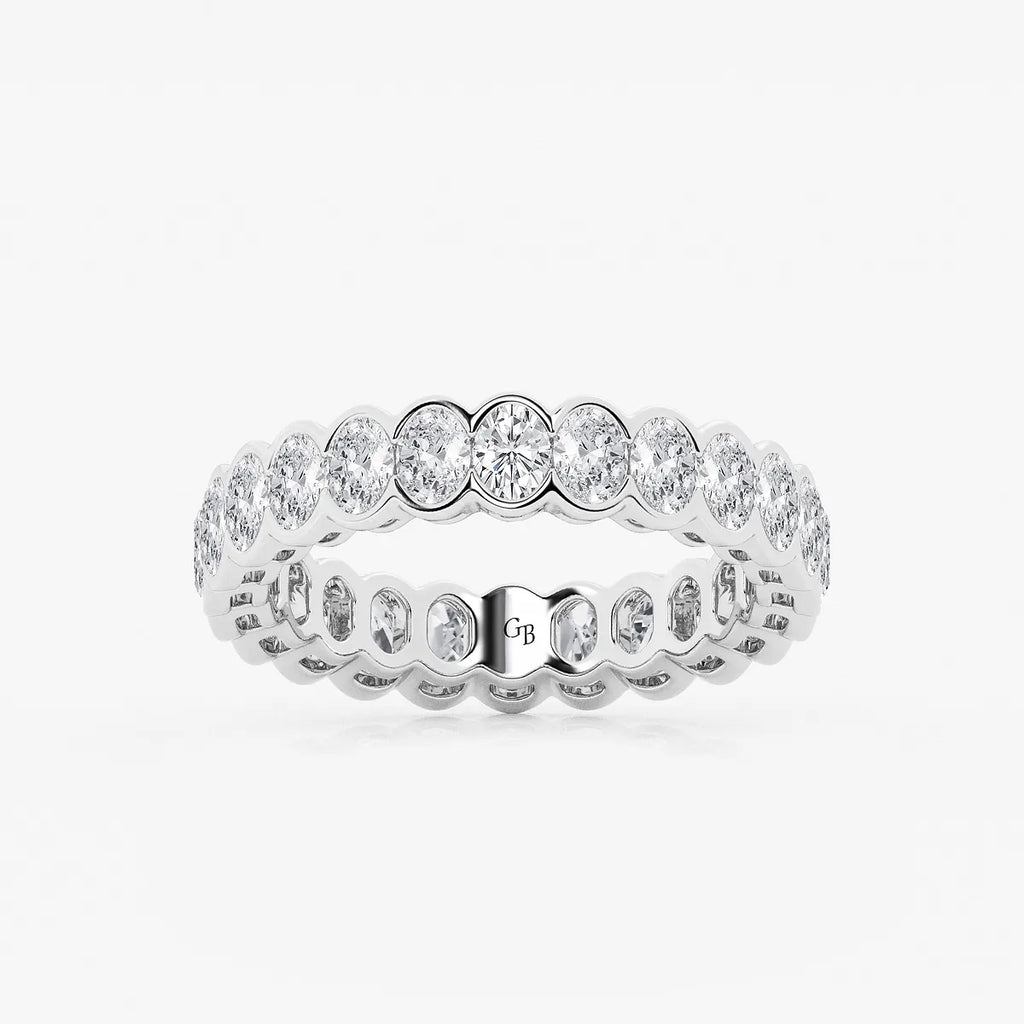 GWA061 - product video for 2 ctw Oval Lab Grown Diamond Half Bezel Eternity Band - 4.3mm Width