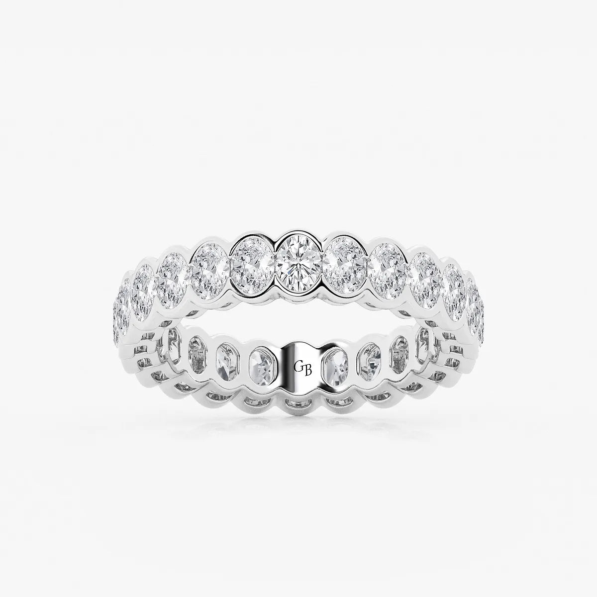 GWA061 - product video for 2 ctw Oval Lab Grown Diamond Half Bezel Eternity Band - 4.3mm Width