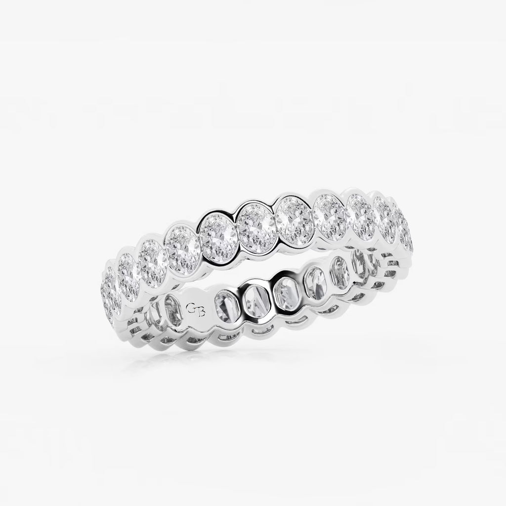 GWA061 - Additional Image 1 for  2 ctw Oval Lab Grown Diamond Half Bezel Eternity Band - 4.3mm Width