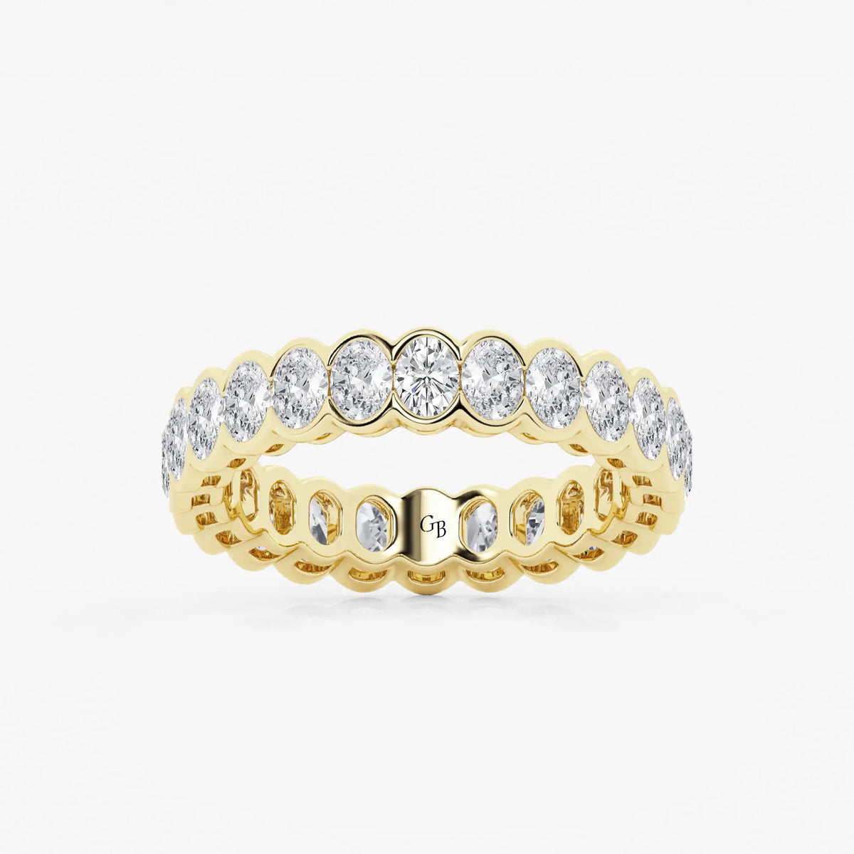GWA061 - 2 ctw Oval Lab Grown Diamond Half Bezel Eternity Band - 4.3mm Width