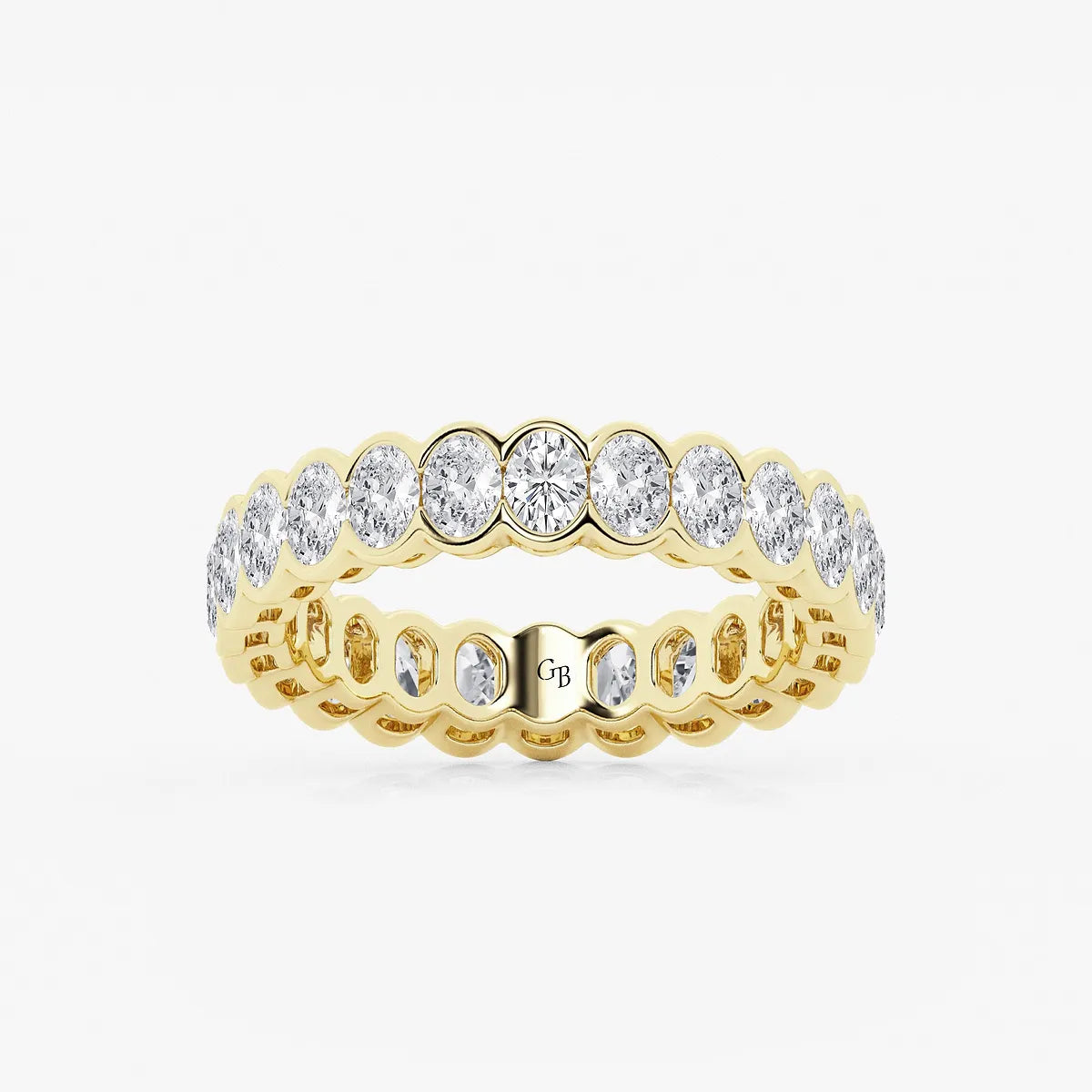 GWA061 - product video for 2 ctw Oval Lab Grown Diamond Half Bezel Eternity Band - 4.3mm Width