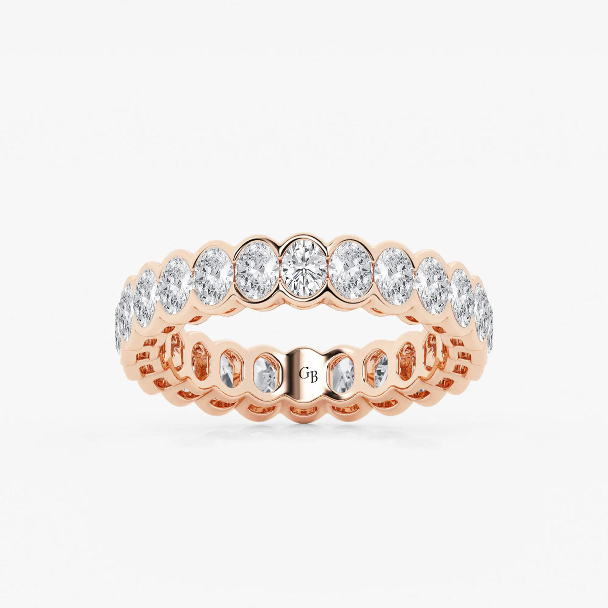 GWA061 - 2 ctw Oval Lab Grown Diamond Half Bezel Eternity Band - 4.3mm Width