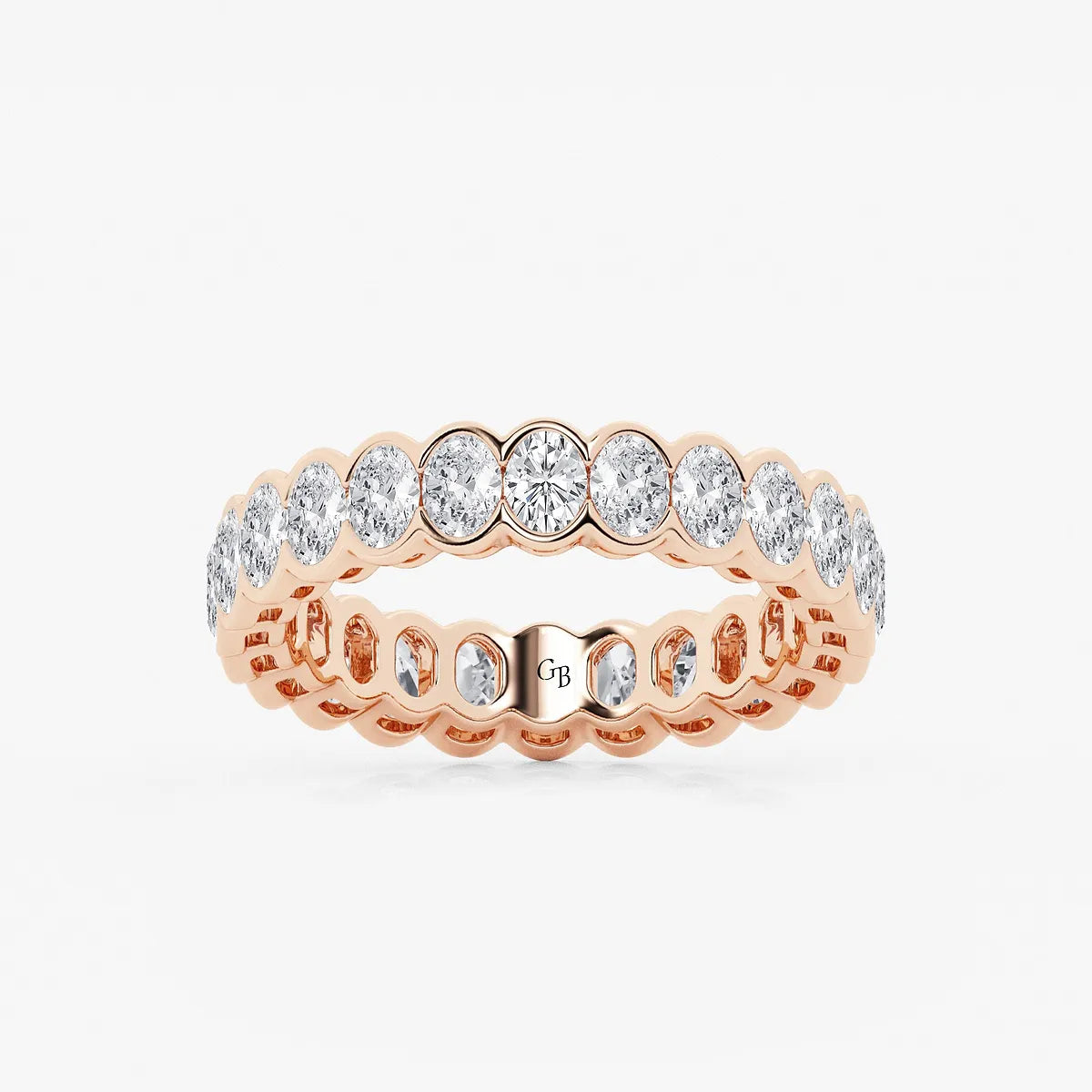 GWA061 - product video for 2 ctw Oval Lab Grown Diamond Half Bezel Eternity Band - 4.3mm Width