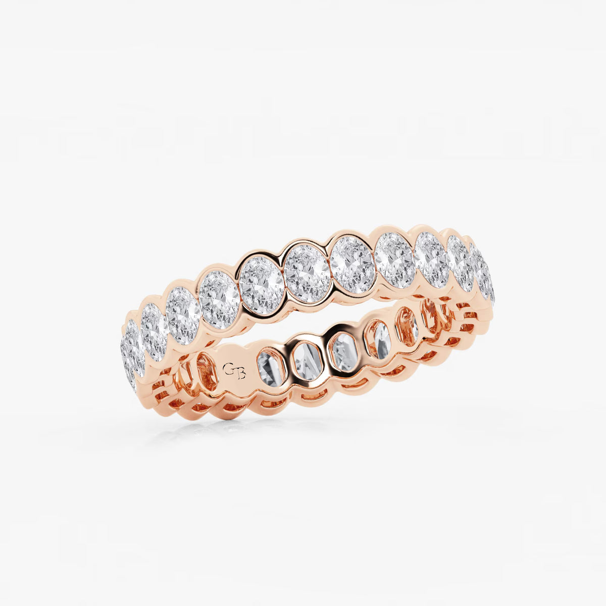 GWA061 - Additional Image 1 for  2 ctw Oval Lab Grown Diamond Half Bezel Eternity Band - 4.3mm Width