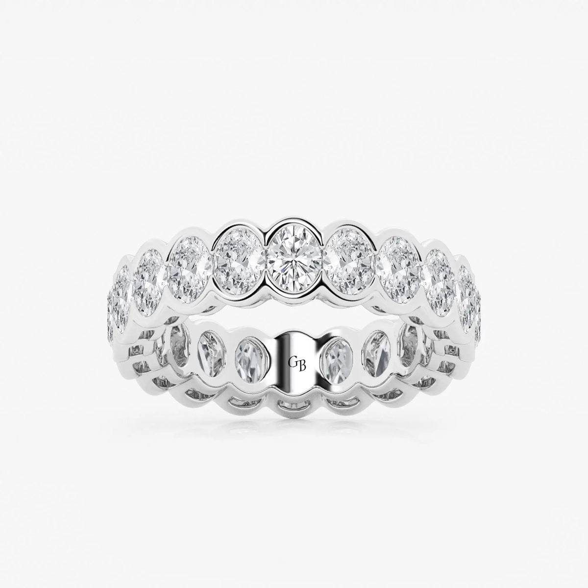 GWA061 - 3 ctw Oval Lab Grown Diamond Half Bezel Eternity Band - 5.4mm Width