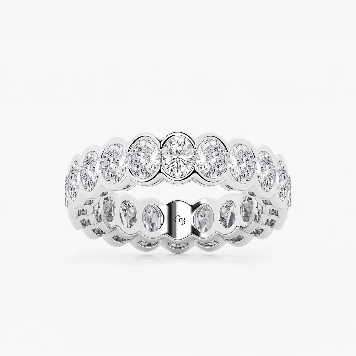 GWA061 - product video for 3 ctw Oval Lab Grown Diamond Half Bezel Eternity Band - 5.4mm Width