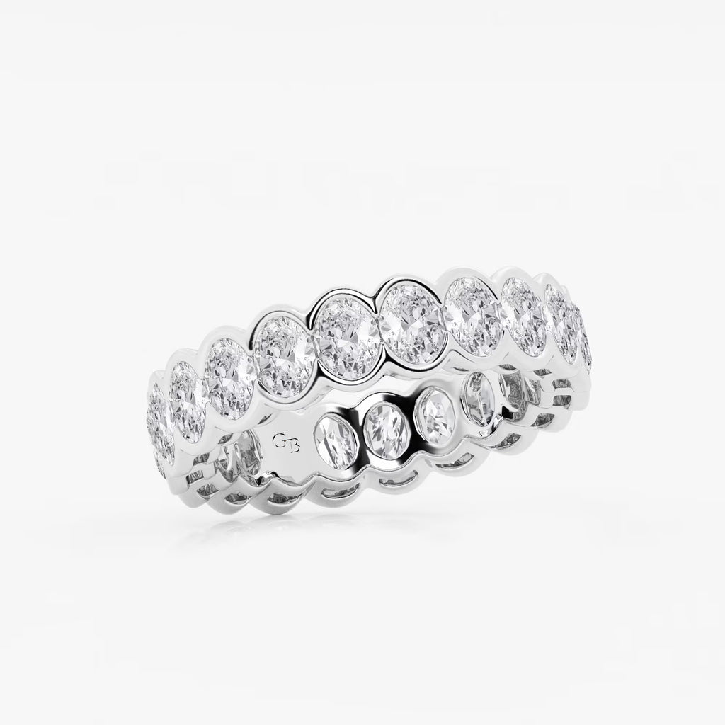 GWA061 - Additional Image 1 for  3 ctw Oval Lab Grown Diamond Half Bezel Eternity Band - 5.4mm Width