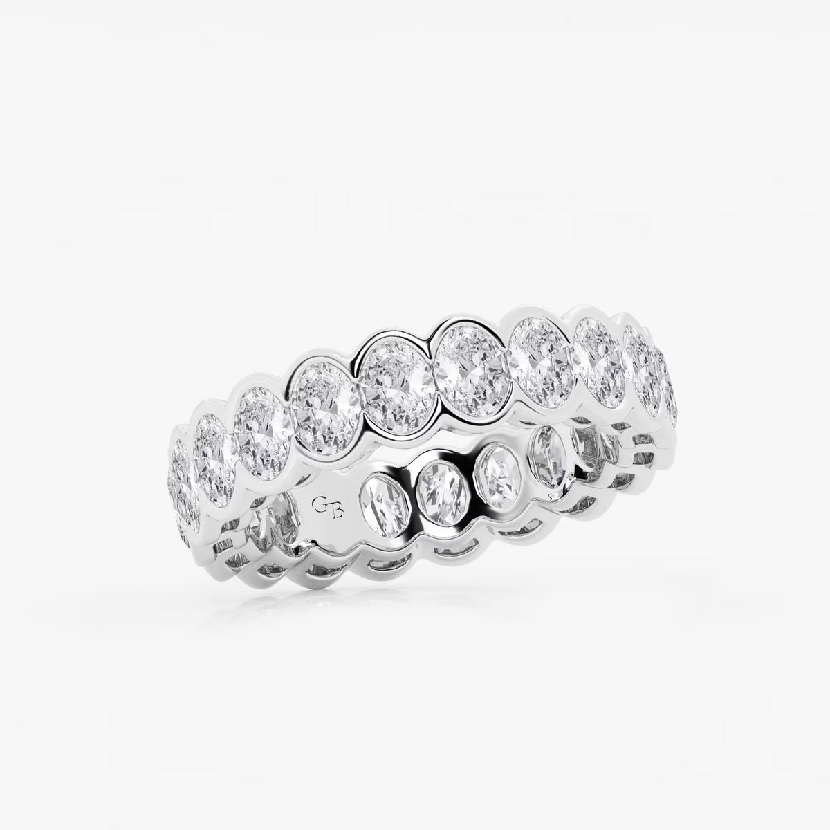 GWA061 - Additional Image 1 for  3 ctw Oval Lab Grown Diamond Half Bezel Eternity Band - 5.4mm Width