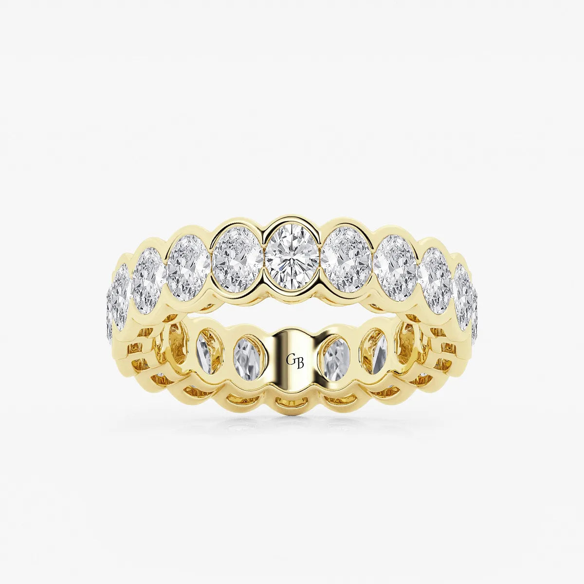 GWA061 - product video for 3 ctw Oval Lab Grown Diamond Half Bezel Eternity Band - 5.4mm Width