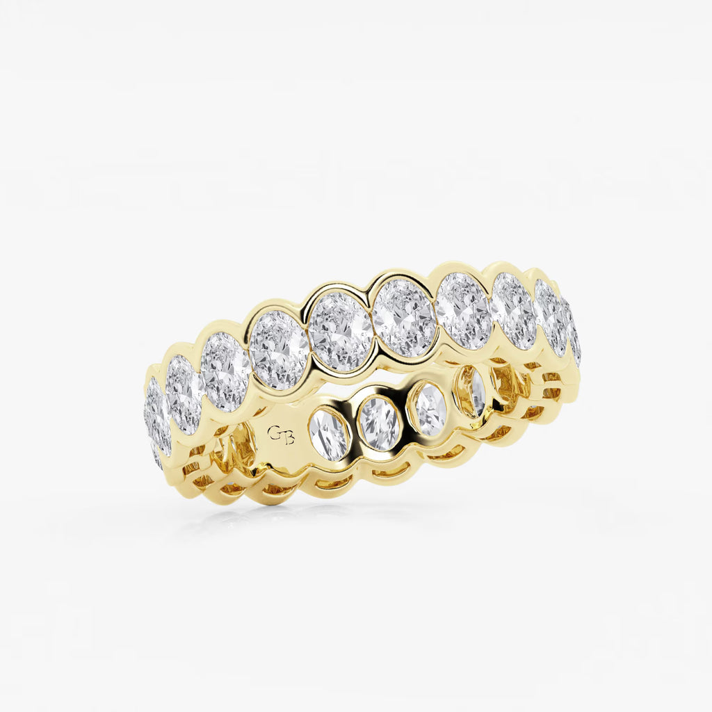 GWA061 - Additional Image 1 for  3 ctw Oval Lab Grown Diamond Half Bezel Eternity Band - 5.4mm Width