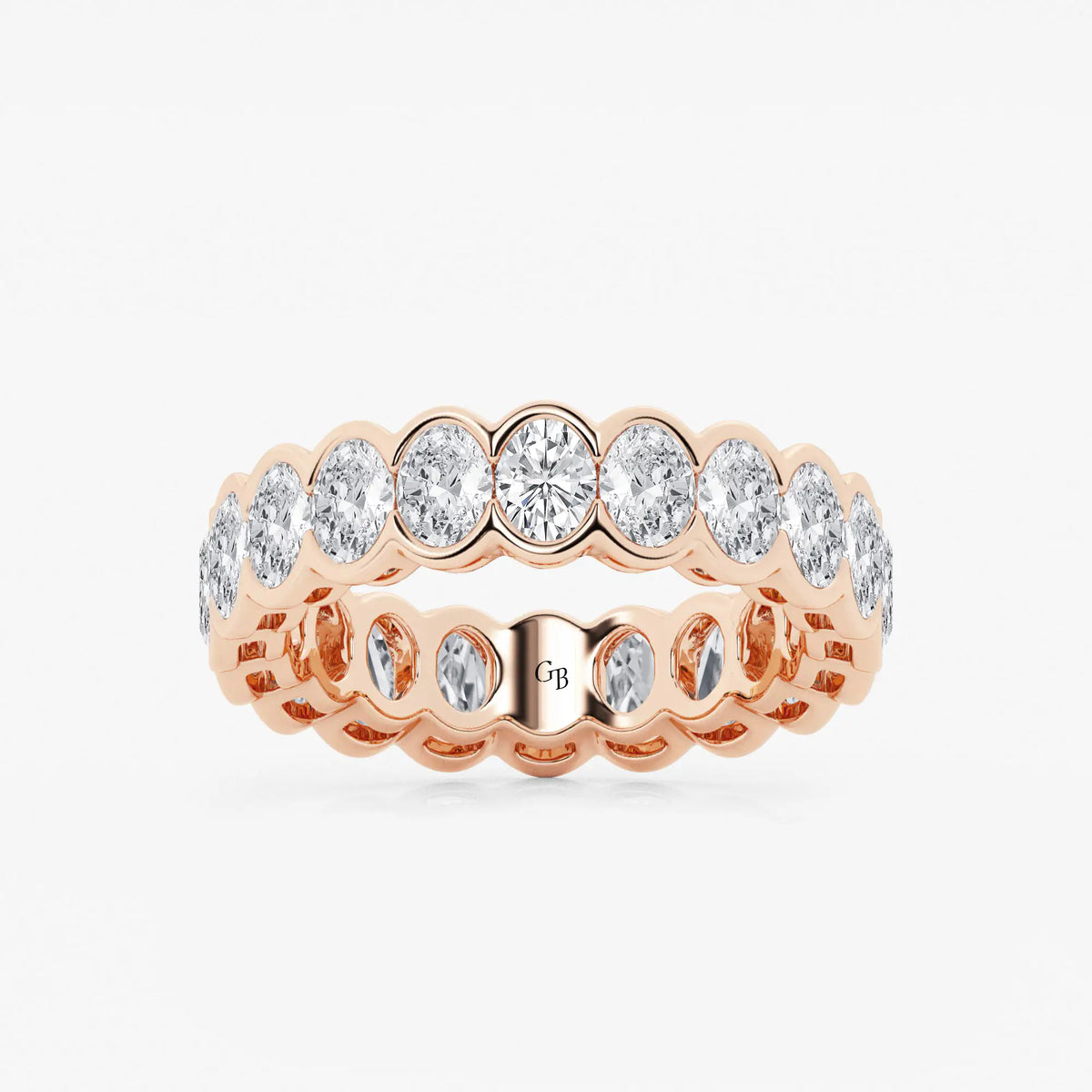 GWA061 - 3 ctw Oval Lab Grown Diamond Half Bezel Eternity Band - 5.4mm Width