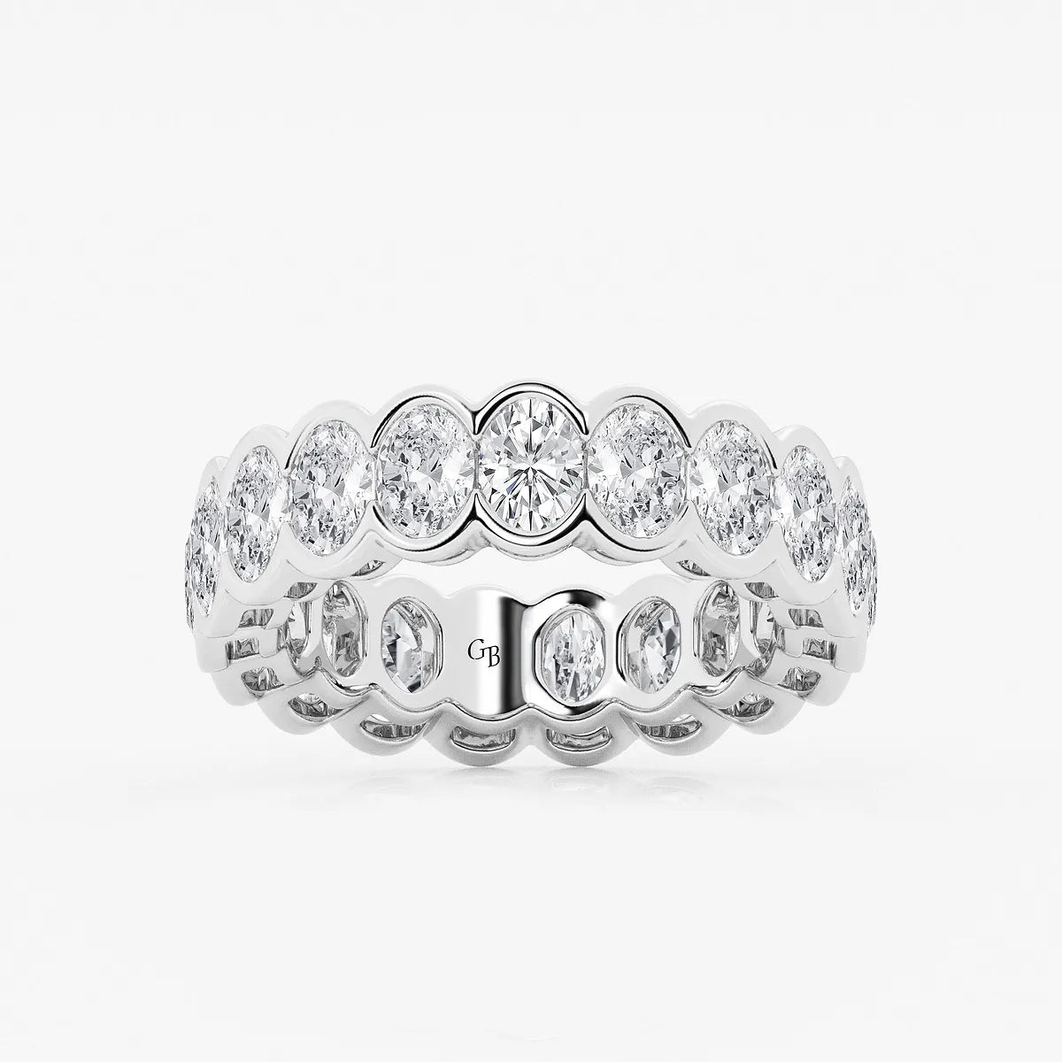 GWA061 - product video for 4 ctw Oval Lab Grown Diamond Half Bezel Eternity Band - 6.1mm Width