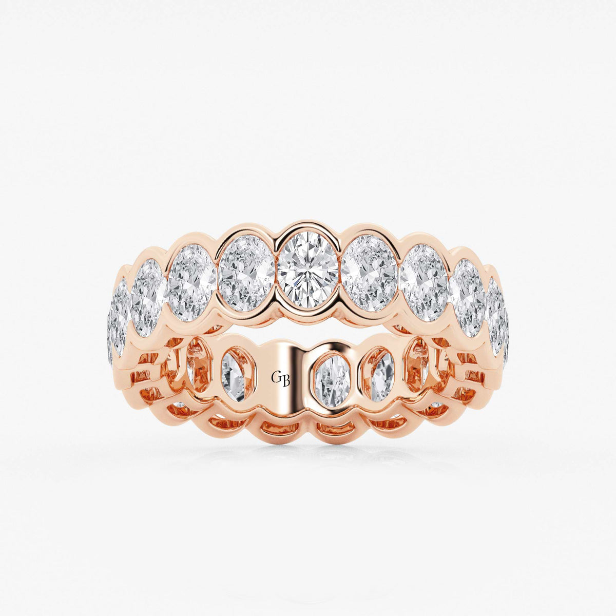 GWA061 - 4 ctw Oval Lab Grown Diamond Half Bezel Eternity Band - 6.1mm Width