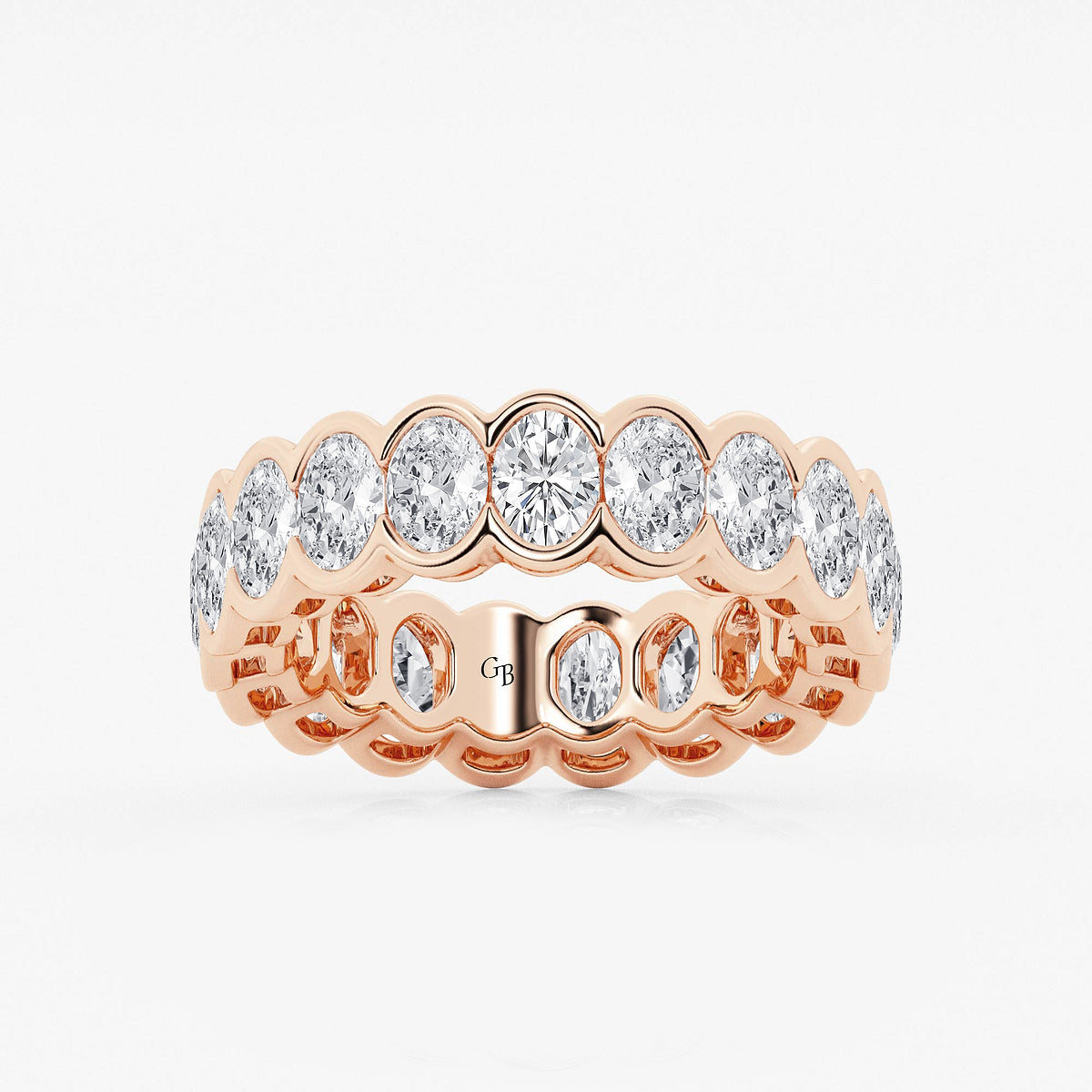 GWA061 - product video for 4 ctw Oval Lab Grown Diamond Half Bezel Eternity Band - 6.1mm Width