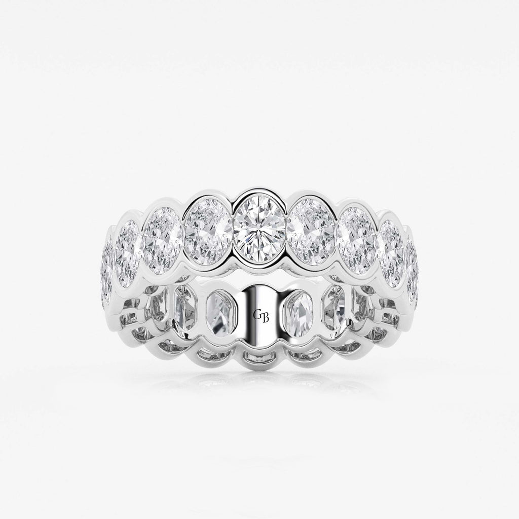 GWA061 - 5 ctw Oval Lab Grown Diamond Half Bezel Eternity Band - 6.7mm Width