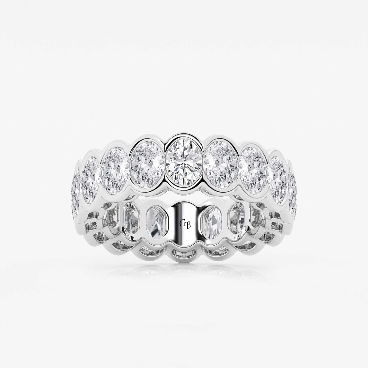 GWA061 - 5 ctw Oval Lab Grown Diamond Half Bezel Eternity Band - 6.7mm Width
