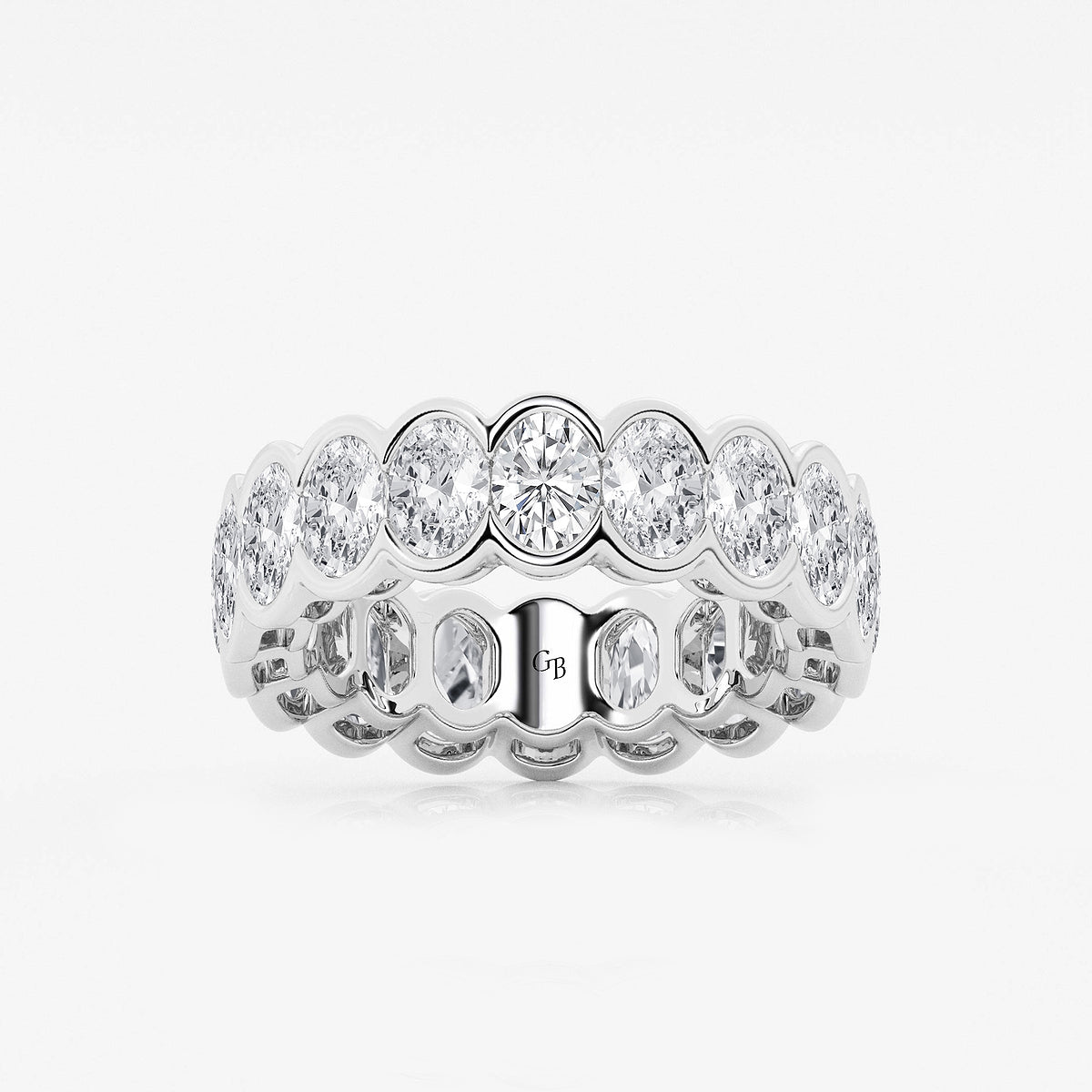 GWA061 - product video for 5 ctw Oval Lab Grown Diamond Half Bezel Eternity Band - 6.7mm Width