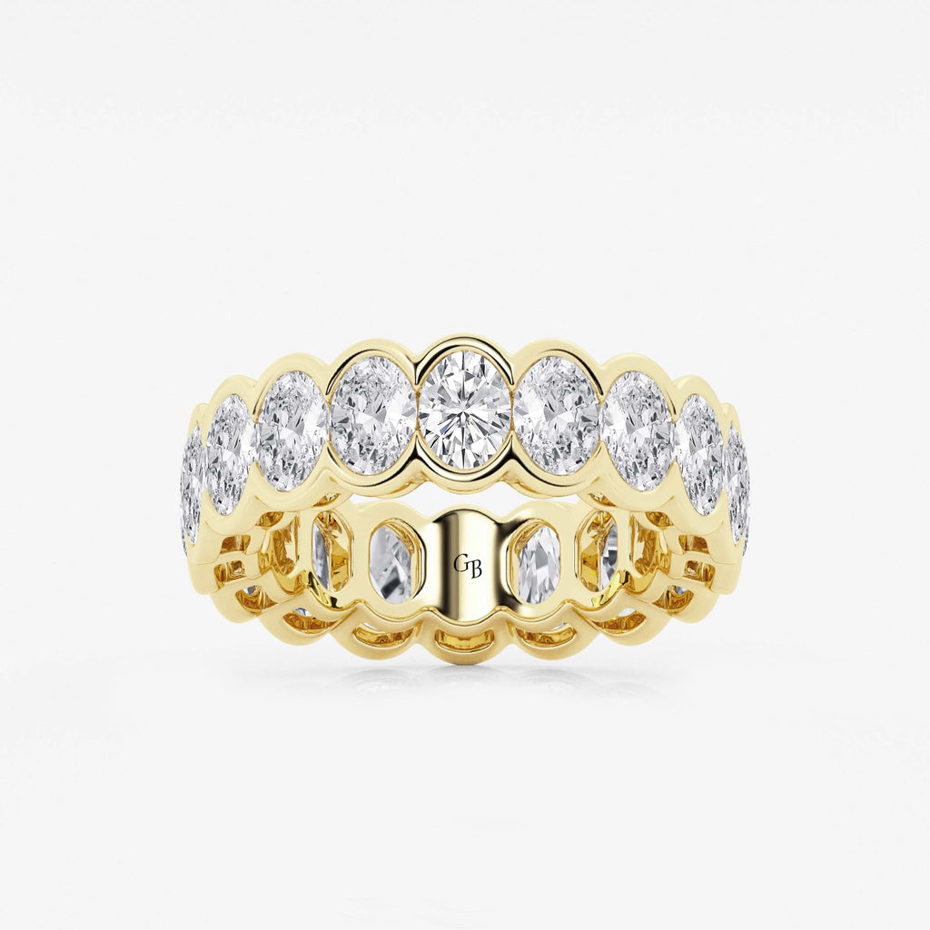 GWA061 - 5 ctw Oval Lab Grown Diamond Half Bezel Eternity Band - 6.7mm Width