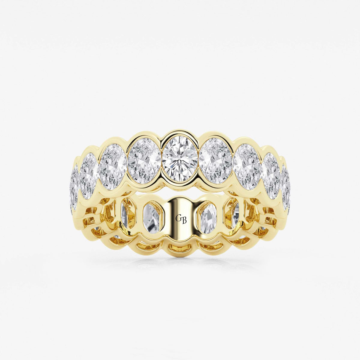 GWA061 - 5 ctw Oval Lab Grown Diamond Half Bezel Eternity Band - 6.7mm Width